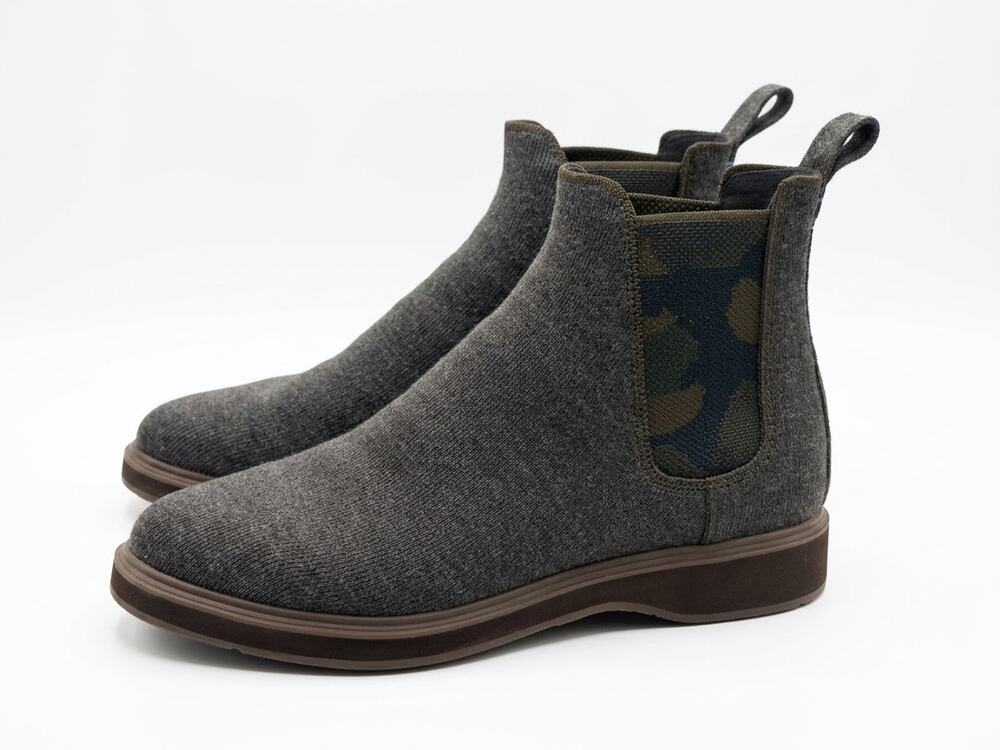 Rothy's Women's Chelsea Ankle Boot Wool Knit Espresso Camo Elastic Size 9 M